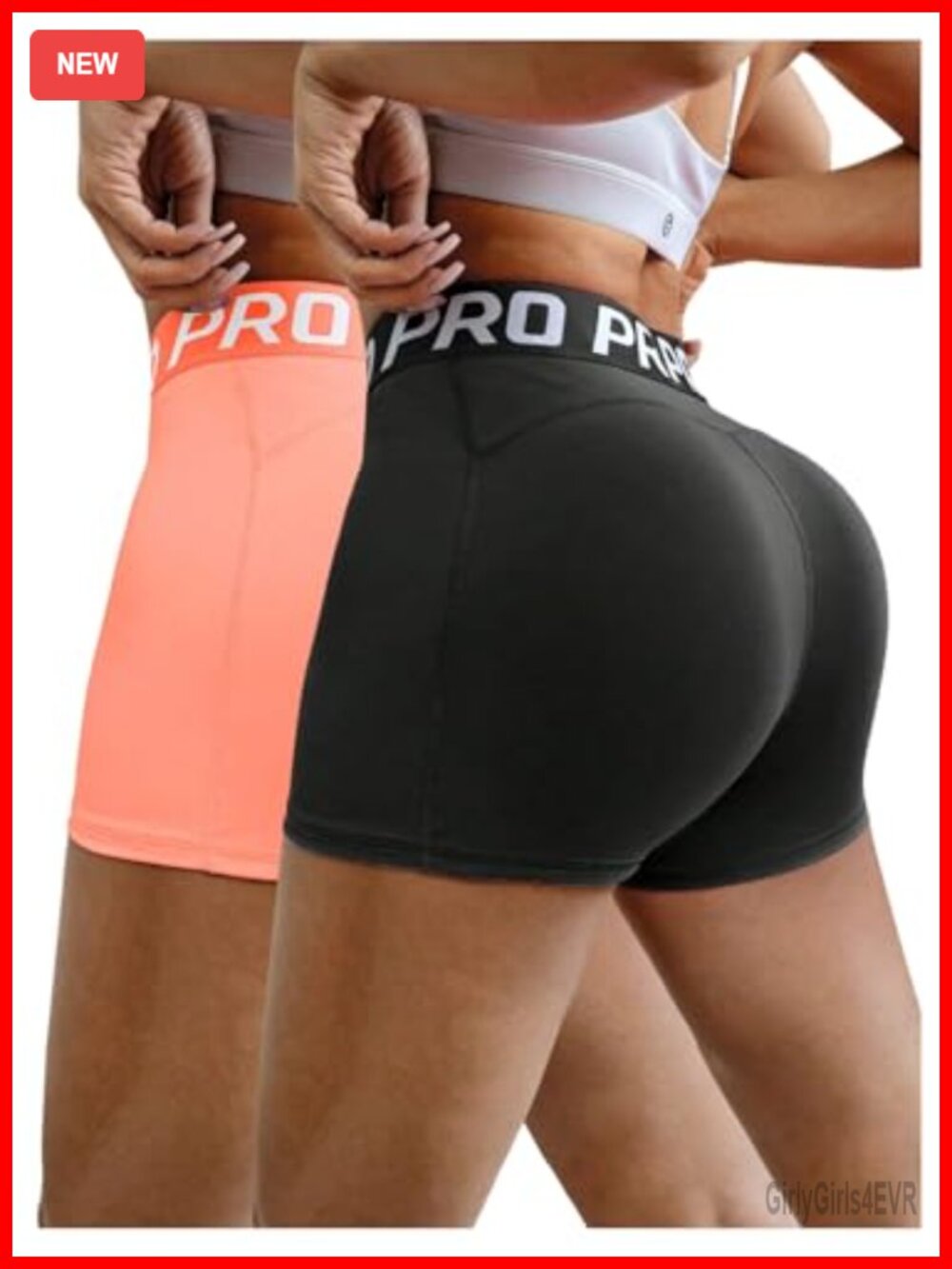 2 Pack Workout Shorts Letter Print Elastic Waist Gym Yoga Biker Shorts